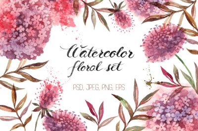 Watercolor Floral Vector Set