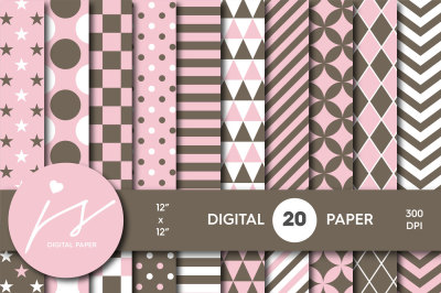 Pink and brown digital paper, MI-632
