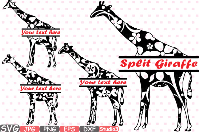 Split Giraffe mascot Jungle Animal Safari Monogram Circle Cutting Files your text SVG Silhouette Clipart Cricut Design Studio3 cameo -392s