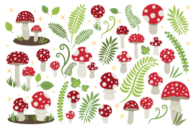 Toadstool Mushroom Clip Art Set