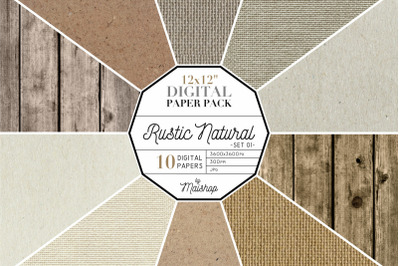 Digital Paper Pack  I  Rustic Natural Set 01