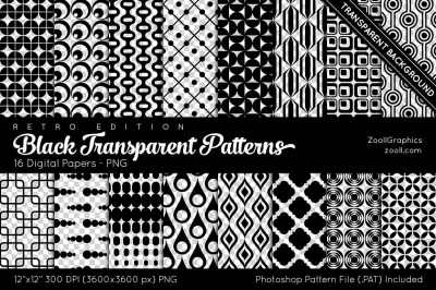 Black Transparent Retro Patterns Digital Papers