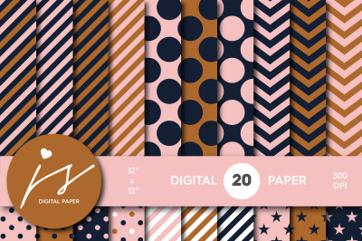 Pink, brown and dark blue digital paper, MI-507