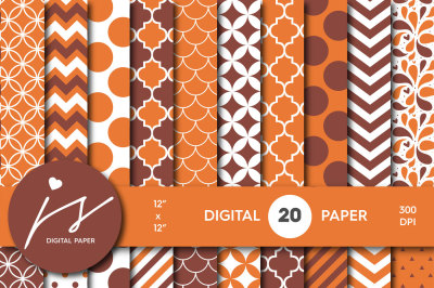 Dark brown and orange digital paper, MI-272A