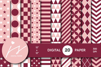Pink and burgundy digital paper, MI-659