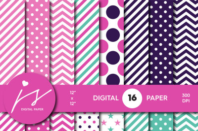 Pink and turquoise digital paper, MI-570