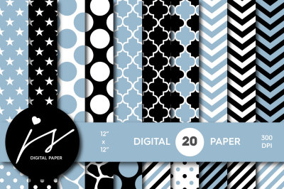 Black and blue digital paper, PA-154