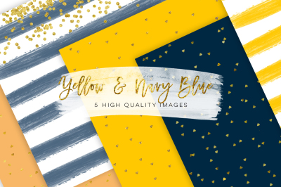 Wedding Invitation Papers, Invitation Backgrounds, navy blue and yellow paper, Navy Blue and Golden Yellow Striped Paper, Mustard Yellow
