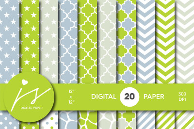 Ice blue and green digital paper, MI-361A