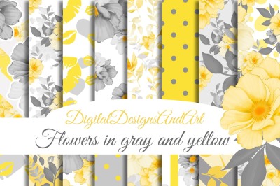 Digital paper in gray and yellow