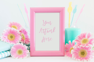 Pink, Yellow and Mint Frame Mockup