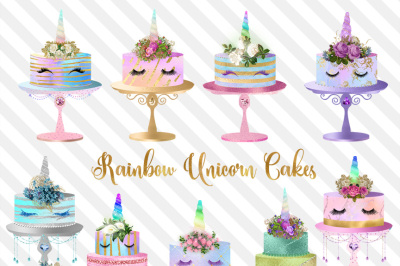 Rainbow Unicorn Cakes Clipart