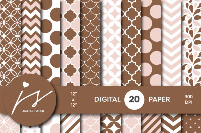 Blush pink and brown digital paper, MI-279A