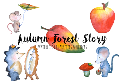 Autumn Forest Cute Animals Clipart