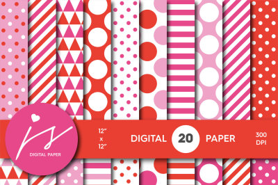 Pink and red digital paper, MI-723