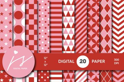 Pink and red digital paper, MI-628