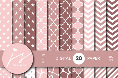 Blush pink and rose pink digital paper, BU-47