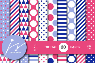 Pink, purple and blue digital paper, MI-709