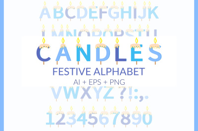 Candles Festive Alphabet - Ai Eps Png