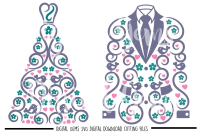 Wedding dress and suit jacket SVG / DXF / PNG / EPS files