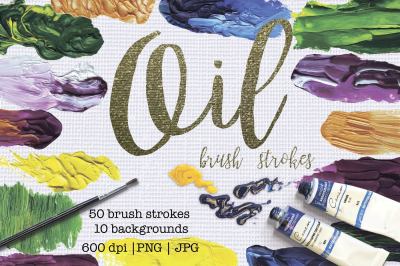 50 oil brush strokes textures