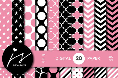 Black digital paper and pink digital paper, PA-179