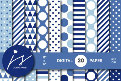 Baby blue digital paper and royal blue digital paper, MI-708