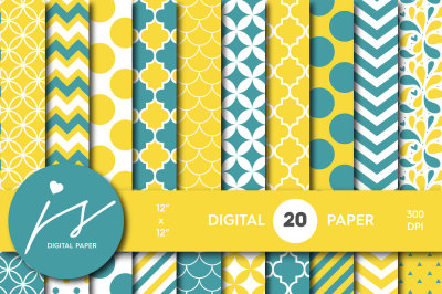 Turquoise digital paper and yellow digital paper, MI-268A