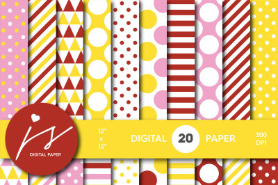 Pink, red and yellow digital paper, MI-699