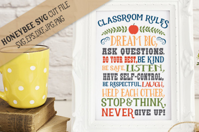 Classroom Rules cut file with Printable