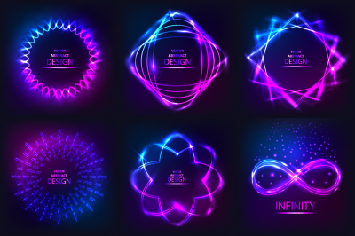 Set of sparkling neon banners