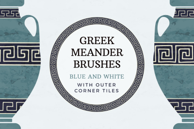 Blue and white greek meander brushes