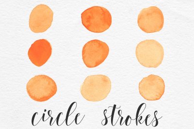 Watercolor Brush Circles - Orange
