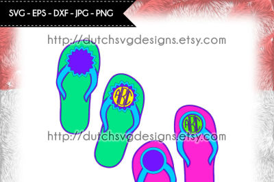 2 Flip flop monogram cutting files, in Jpg Png SVG EPS DXF, instant download for Cricut & Silhouette, monogram svg, thong svg, flipflop svg, flip flop svg