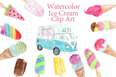 Watercolor Ice Cream clipart 