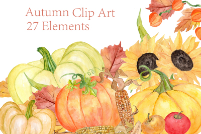 Watercolor pumpkin clipart