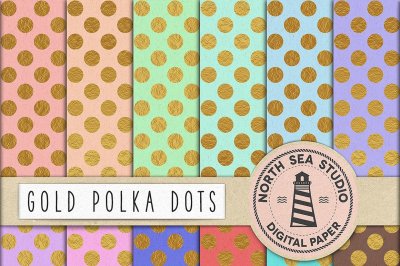 Gold Polka Dot Digital Paper