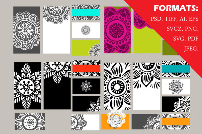 25 Flower mandala cards collection in vector