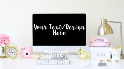 Gold and Pink Styled Stock Photography Computer Mockup