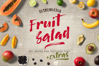 Fruit Salad Brush Font + Extras