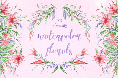Watercolor florals set