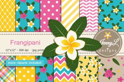 Frangipani Digital Papers and Clipart SET