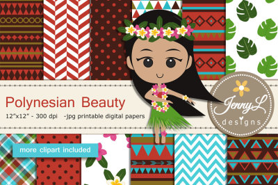 Polynesian Digital Papers and Clipart