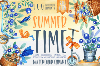 Summer Time - watercolor clipart