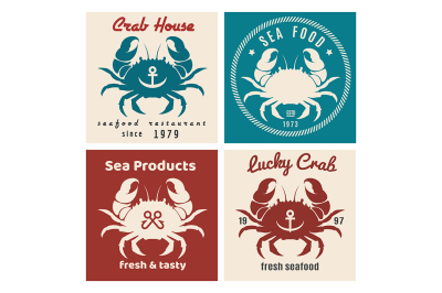 Set of retro seafood labels and signs