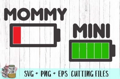Mommy and Mini Batteries Bundle SVG PNG EPS Cutting Files