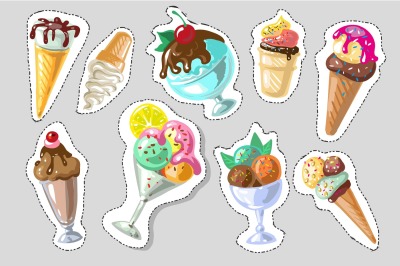 Ice cream fashion badges/stickers