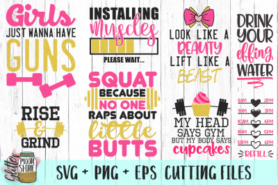 Fitness and Workout Bundle of SVG PNG EPS Cutting Files