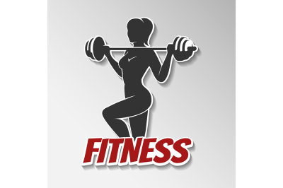 Fitness Girl with barbell illustration