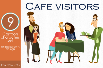 Cafe & restaurant visitor vector set